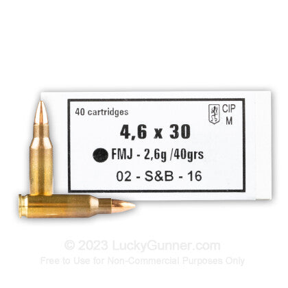 4.6x30 HK 40 Grain FMJ Ammo made by Sellier Bellot