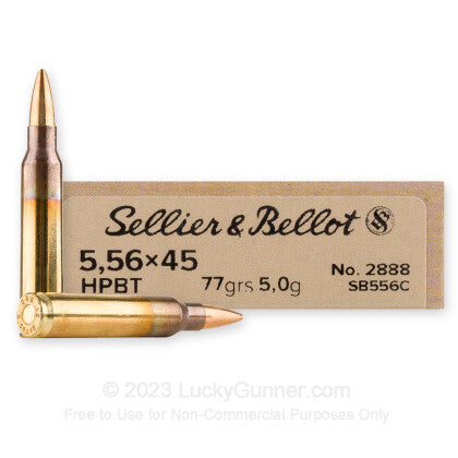 5.56mm 77 Grain Hollow Point BT Sellier Bellot Ammo - 200 Round Plastic Can