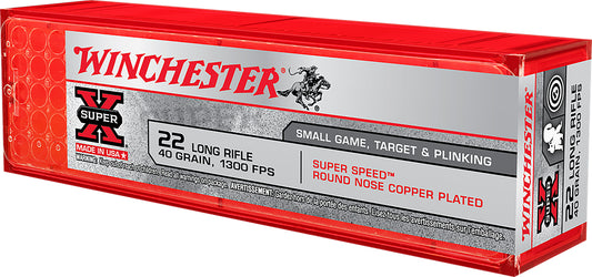 Winchester Ammo X22LRSS1 Super X 22 LR 40 gr Super Speed Round Nose Copper Plated 100 Bx/20 Cs