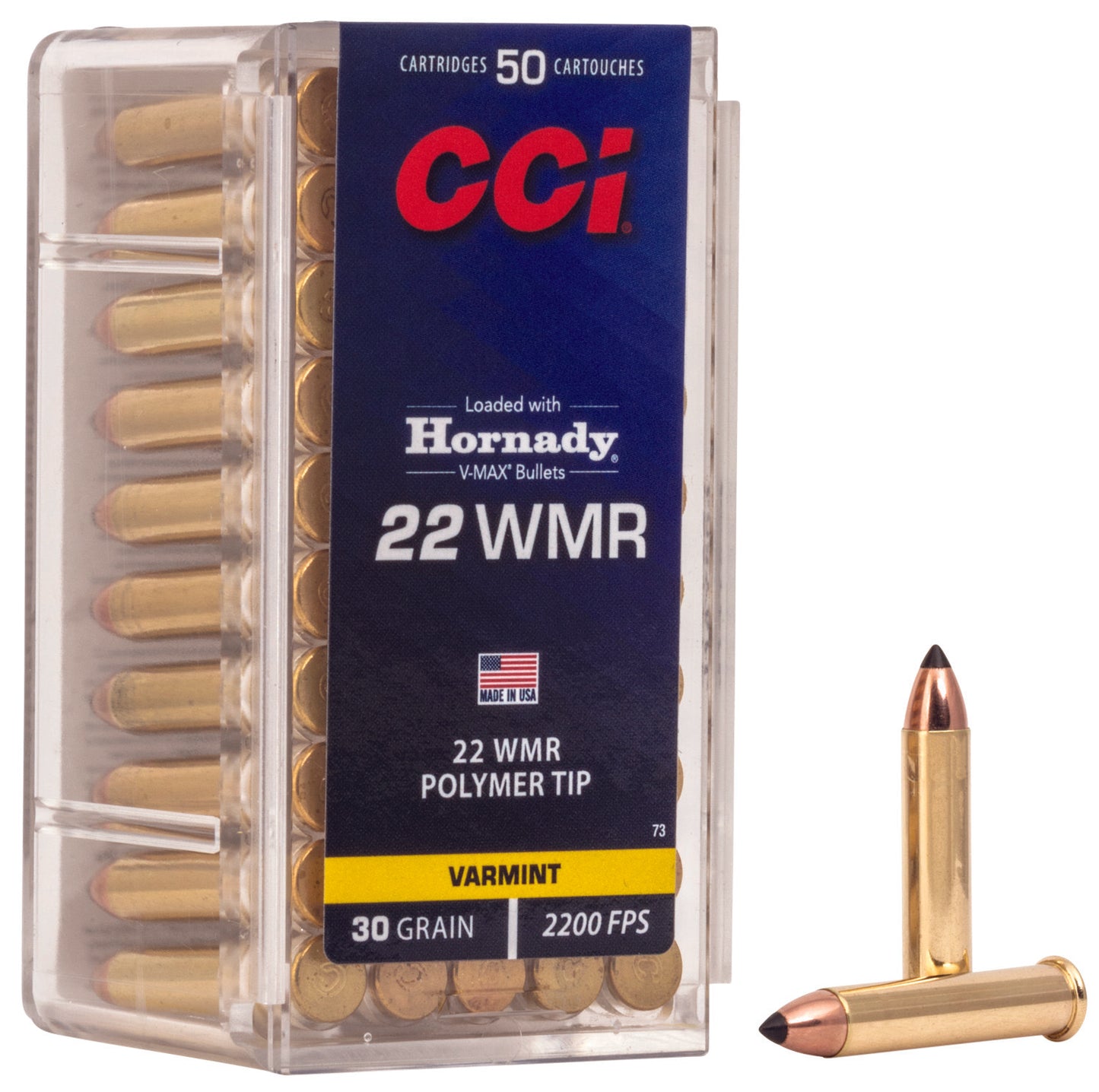 CCI 0073 Varmint VMAX 22 WMR 30 gr Hornady V-Max (VMX) 50 Per Box/ 40 Cs