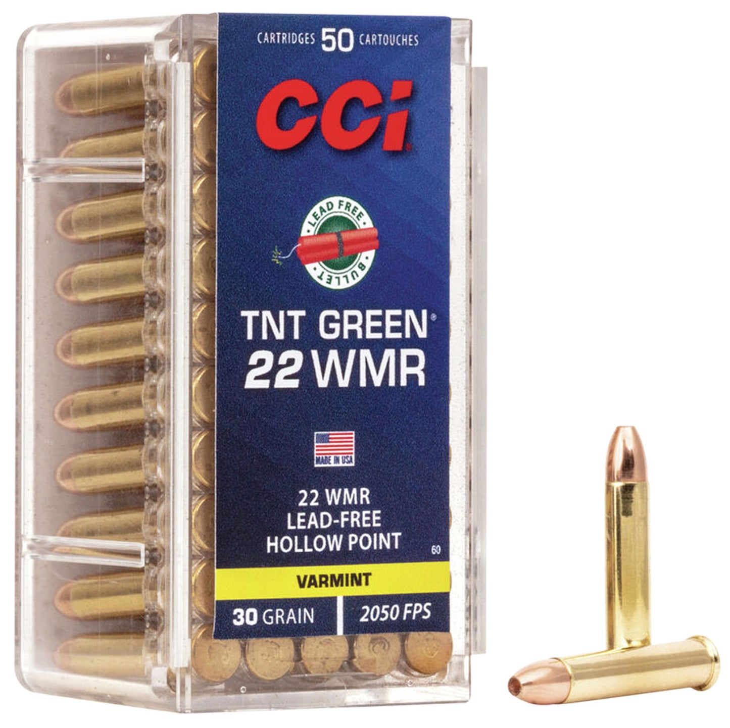 CCI 0060 Varmint TNT Green 22 WMR 30 gr Speer TNT Green Hollow Point (TGHP) 50 Per Box/ 40 Cs