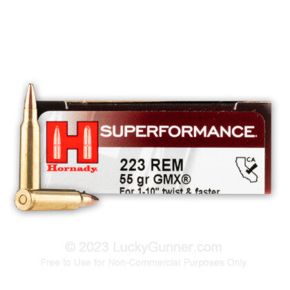 223 Rem Hornady 55 Grain GMX Superformance - 200 Round Case