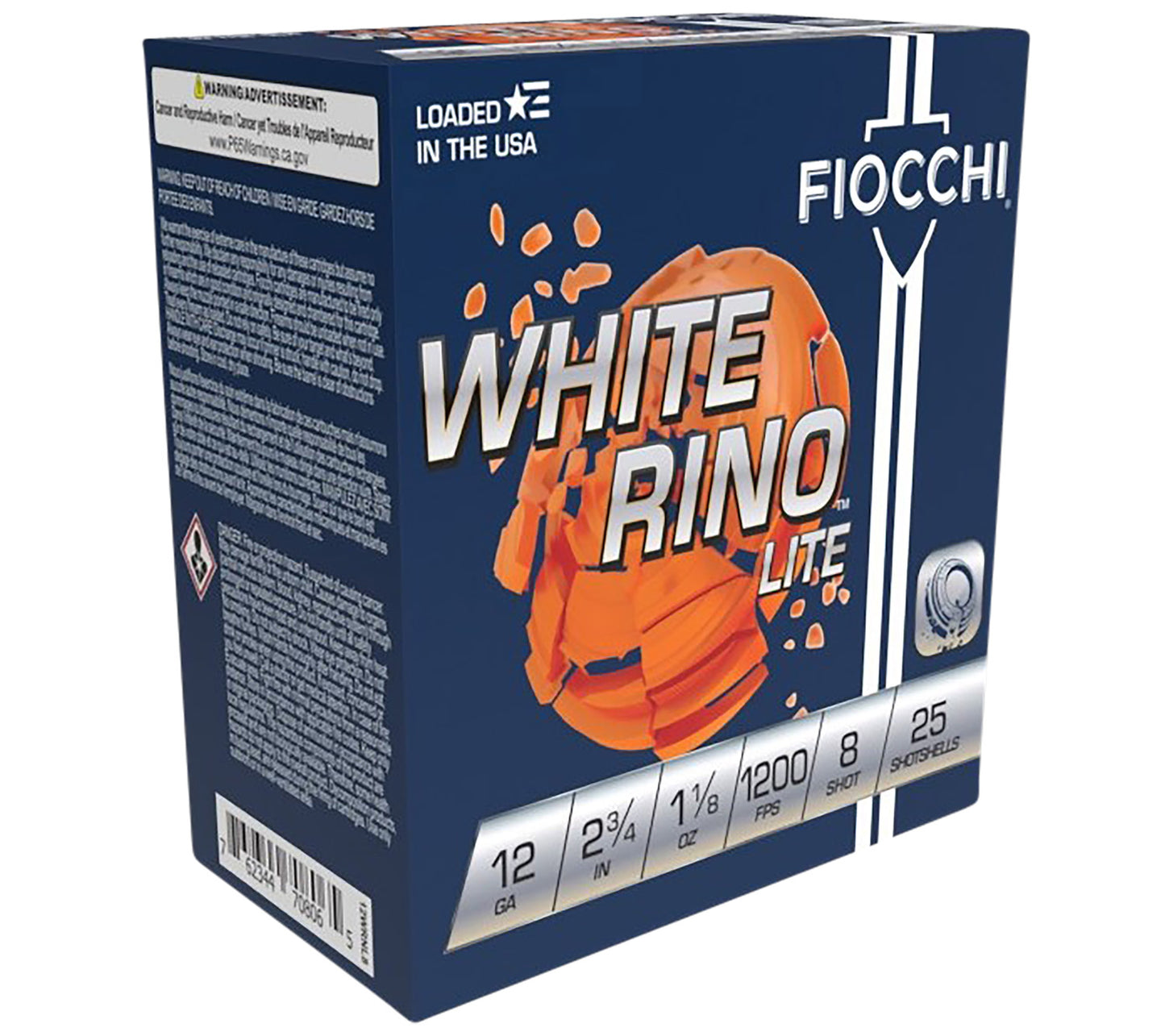 Fiocchi 12WRNL8 Exacta Target White Rino Lite 12 Gauge 2.75" 1 1/8 oz 1200 fps 8 Shot 25 Bx/10 Cs