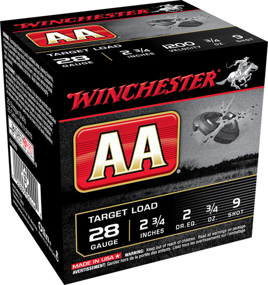 Winchester Ammo AA289 AA Target 28 Gauge 2.75" 3/4 oz 9 Shot 25 Per Box/10 Cs