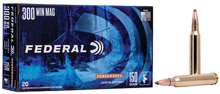 Federal 300WGS Power-Shok 300 Win Mag 150 gr Jacketed Soft Point (JSP) 20 Per Box/ 10 Cs