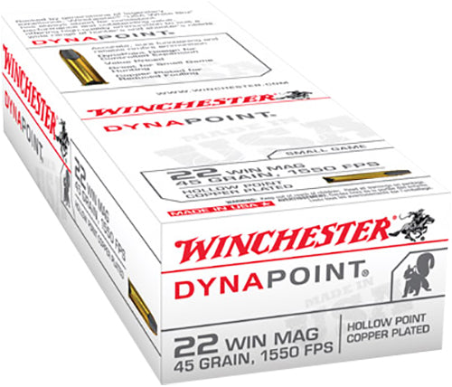 Winchester Ammo USA22M USA Dynapoint 22 WMR 45 gr Copper Plated Hollow Point (CPHP) 50 Bx/ 40 Cs