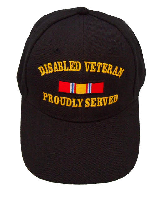 Disabled Veteran Proudly Served Ribbon Cap - Black