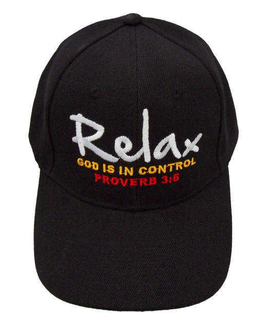 Relax God is in Control Cap - Black