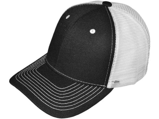 Polyester Snapback Trucker Hat - Black/White