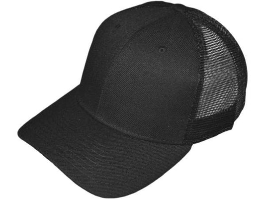Polyester Snapback Trucker Hat - Black