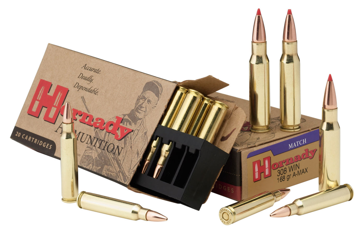 Hornady 8097 Match Target 308 Win 168 gr Hollow Point Boat-Tail Match (HPBTM) 20 Per Box/ 10 Cs