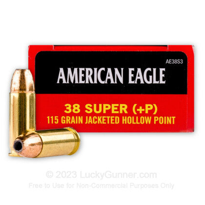 38 Super +P 115 Grain Jacketed Hollow Point Federal American Eagle - 1000 Round Case