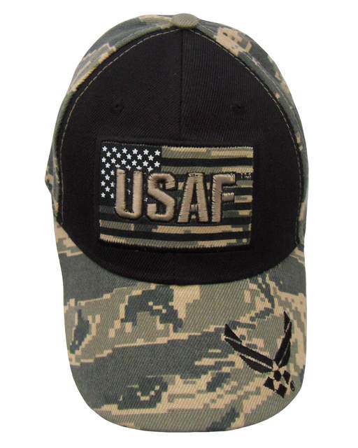 USAF atop Flag w/ Logo Cap