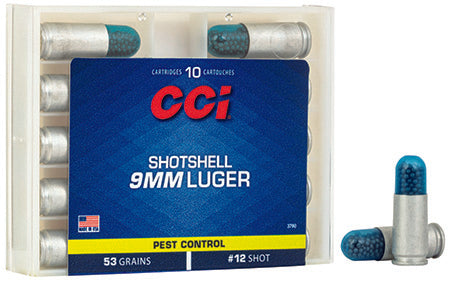 CCI 3790 Pest Control Shotshell 9mm Luger 64 gr 1450 fps Shotshell #12 Shot 10 Bx