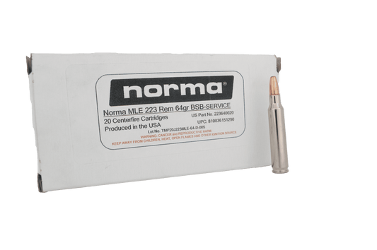 223 Rem 64 Grain Nosler Bonded Solid Base Norma MLE Service Ammo - 560 Round Can