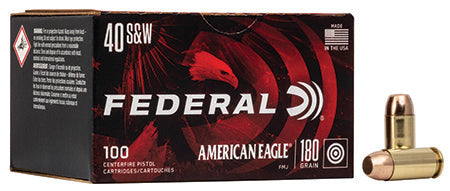 Federal AE40R100 American Eagle Handgun 40 S&W 180 gr Full Metal Jacket (FMJ) 100 Per Box