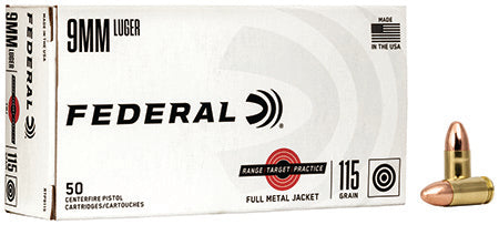 Federal RTP9115 Range & Target 9mm Luger 115 gr Full Metal Jacket - 50