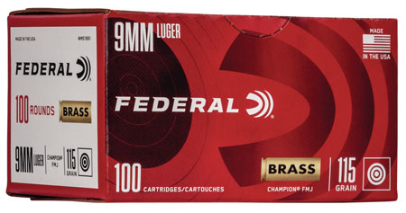 Federal WM51991 Champion Training 9mm Luger 115 gr Full Metal Jacket (FMJ) 100 Per Box