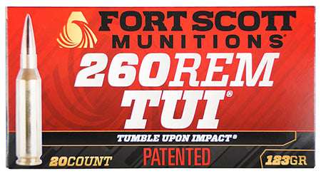 Fort Scott Munitions 260123SCV2 Tumble Upon Impact (TUI) Rifle 260 Rem 123 gr Solid Copper Spun (SCS) 20 Per Box