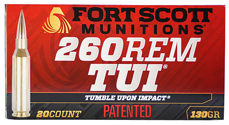 Fort Scott Munitions 260130SCV2 Tumble Upon Impact (TUI) Rifle 260 Rem 130 gr Solid Copper Spun (SCS) 20 Per Box