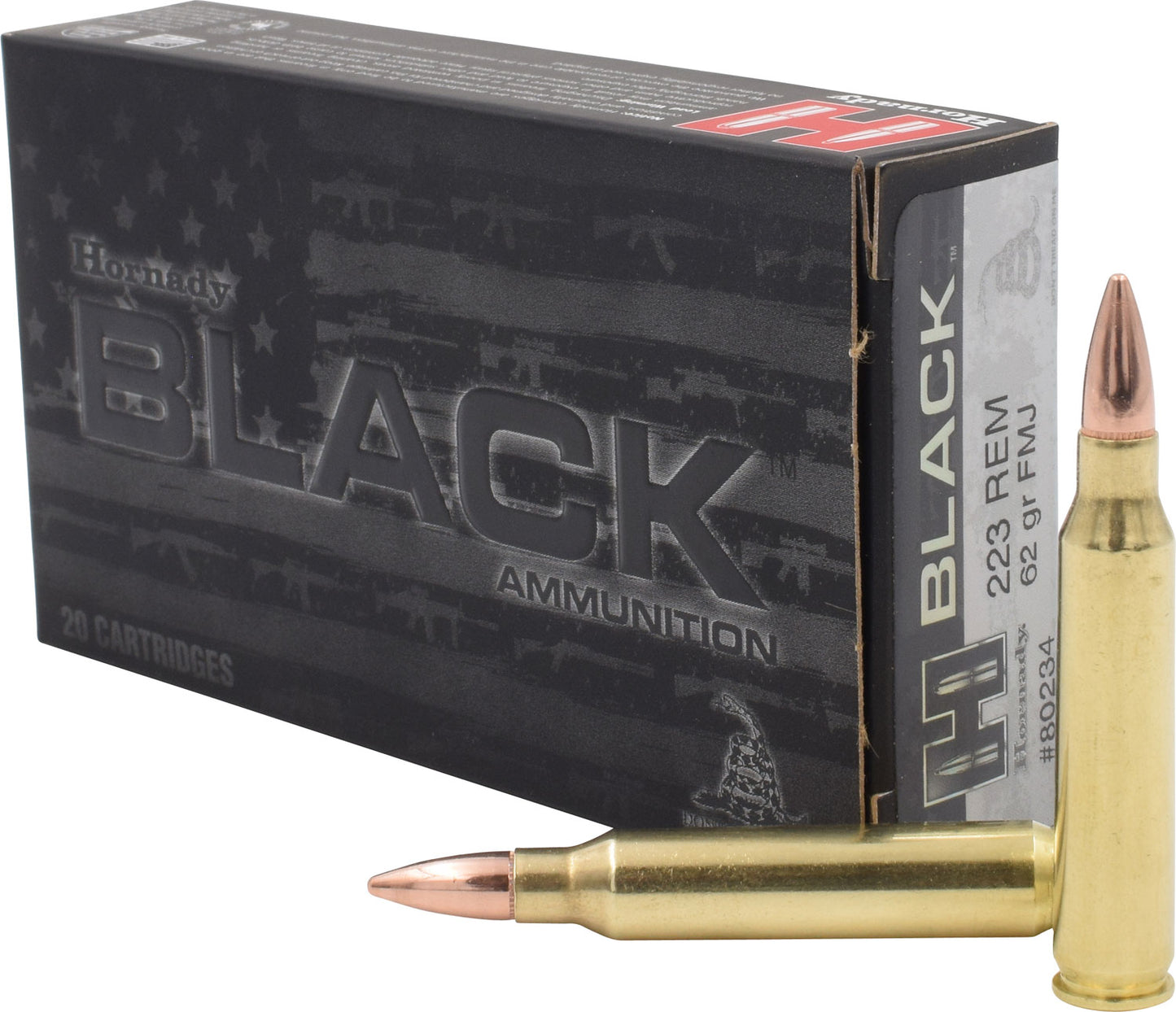 Hornady 80234 Black Target/Varmint 223 Rem 62 gr Full Metal Jacket - 20