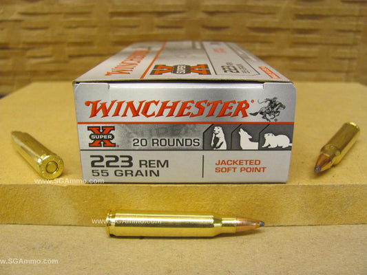 223 Remington 55 Grain Jacketed Soft Point Winchester Ammo - 20