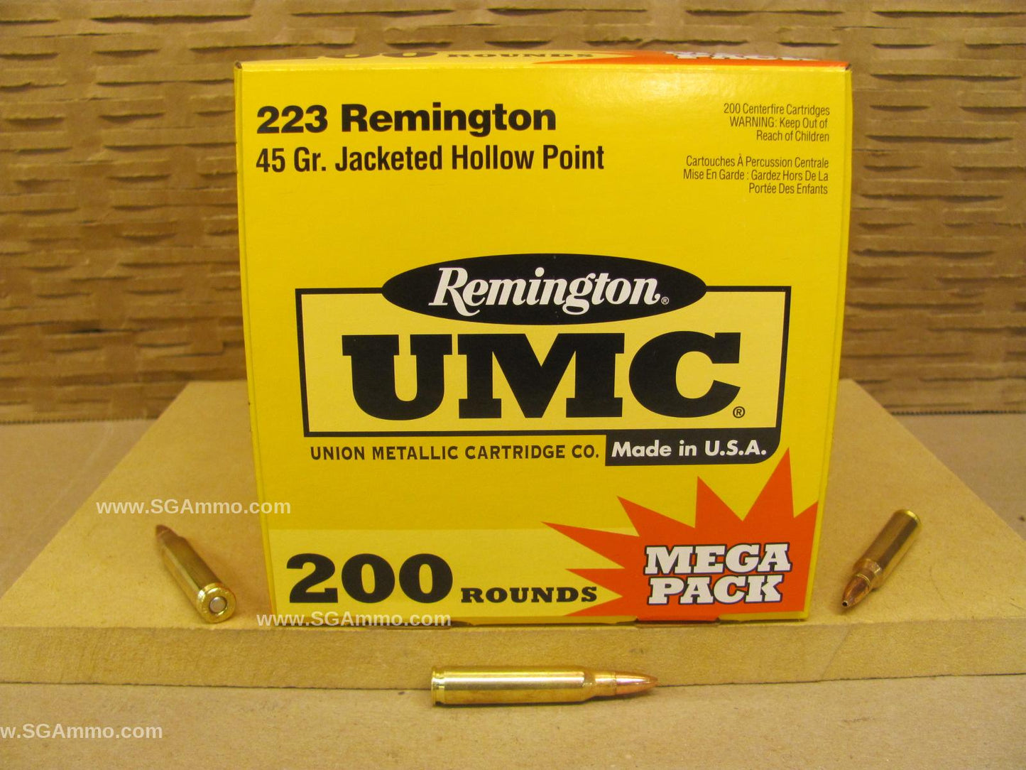 223 Rem 45 Grain Jacketed Hollow Point Remington UMC - 200 Round Box