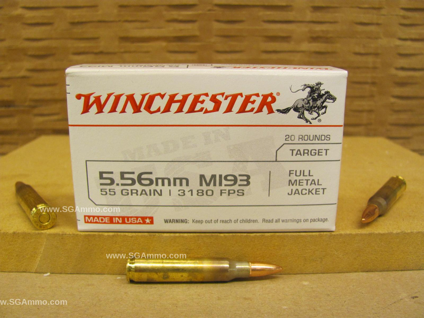 5.56mm 55 Grain M193 FMJ Winchester Lake City Ammo - 1000 Round Case