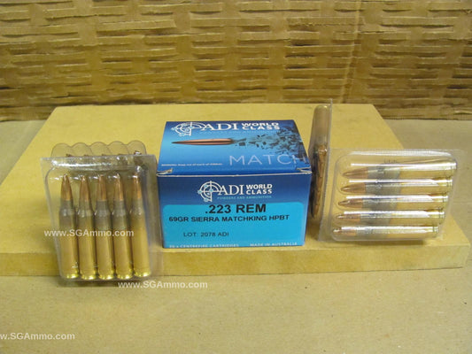 223 Rem 69 Grain Hollow Point BT SIERRA MATCH-KING ADI World Class Match Ammo - 200 Round Case