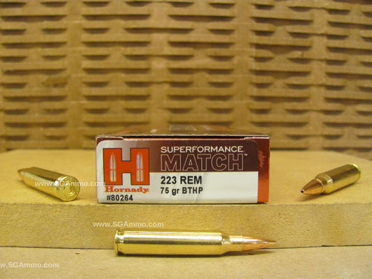 223 Rem Hornady Superformance 75 Grain BTHP - 200 Round Case