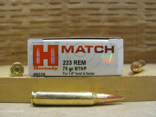 223 Rem Match 75 Grain BTHP Hollow Point Ammo by Hornady - 20