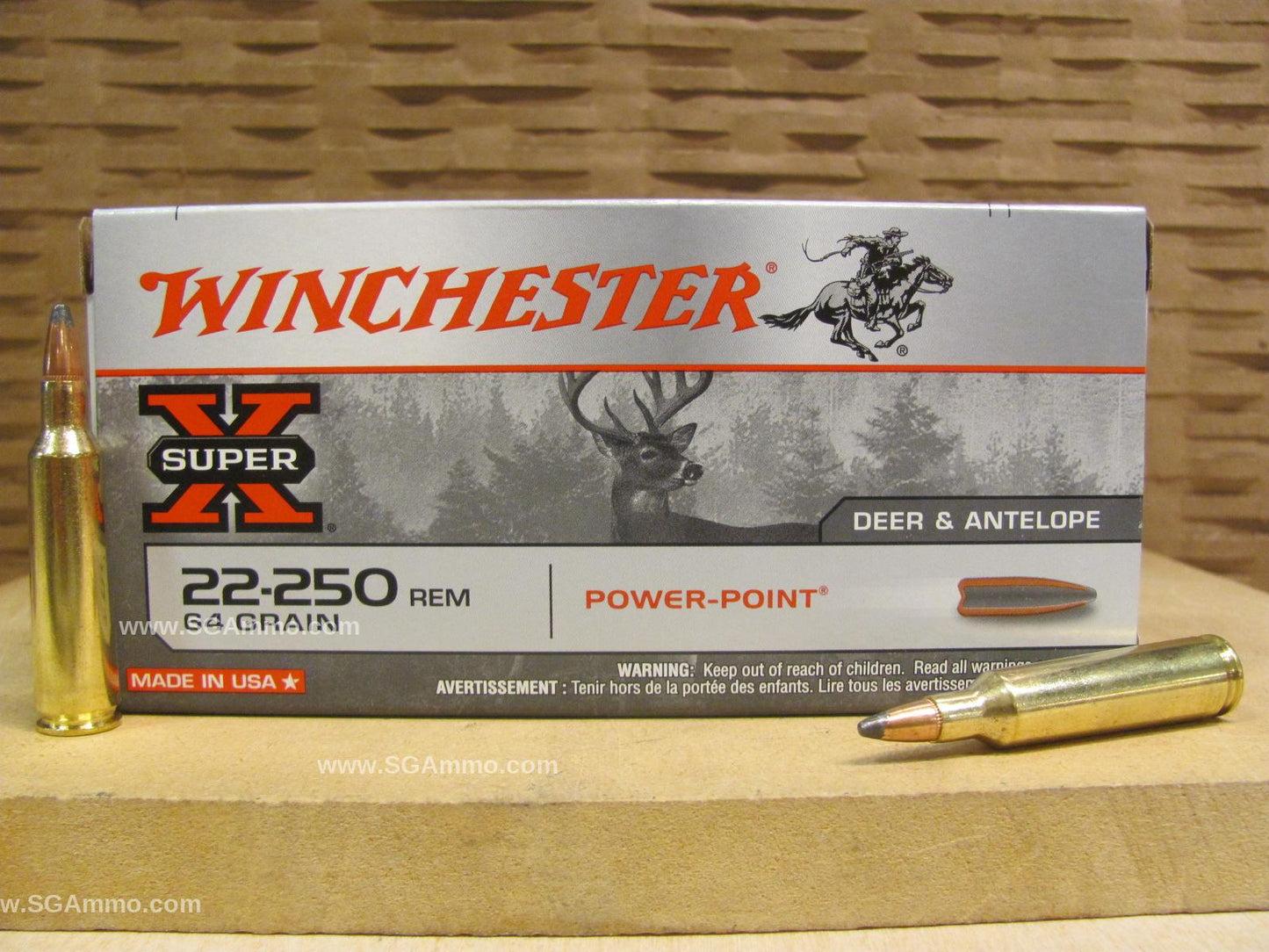 22-250 Rem 64 Grain Power Point Winchester Super X - 20