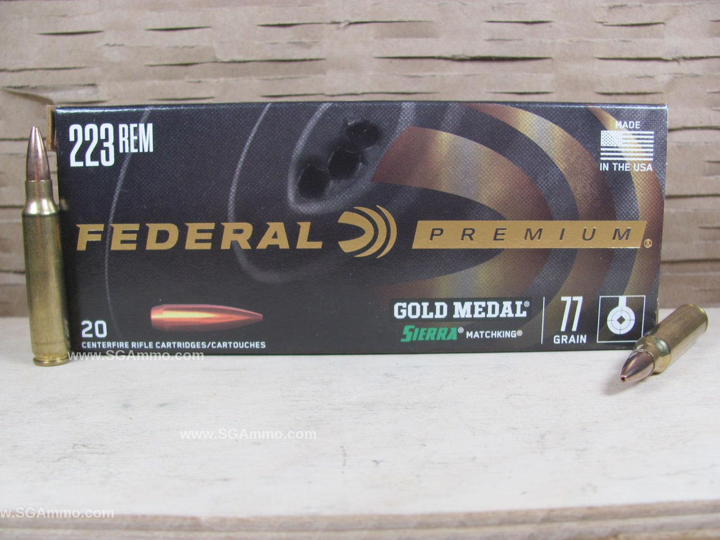 223 Rem Federal 77 Grain Gold Medal Match Sierra Matchking BTHP Ammo - 200 Round Case