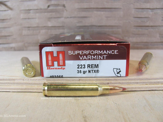 223 Rem 35 Grain NTX Hornady Superformance Varmint Ammo - 20