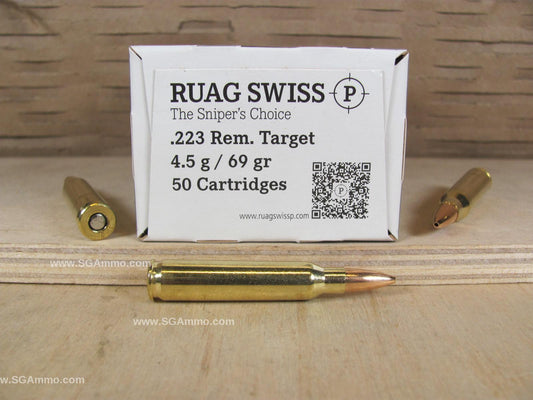 223 Rem 69 Grain Hollow Point Ruag Swiss Target-Match-Training Ammo Made in Switzerland - 1000 Round Can