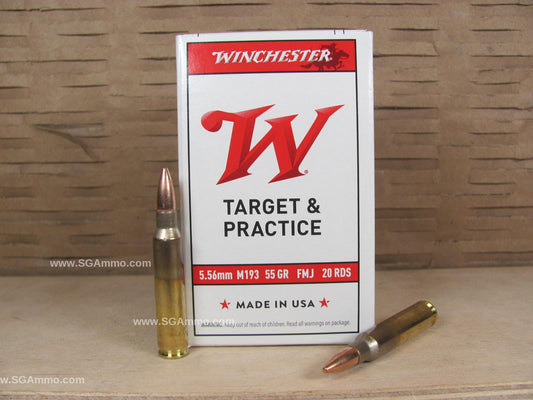 5.56mm 55 Grain M193 FMJ Winchester Ammo - 20