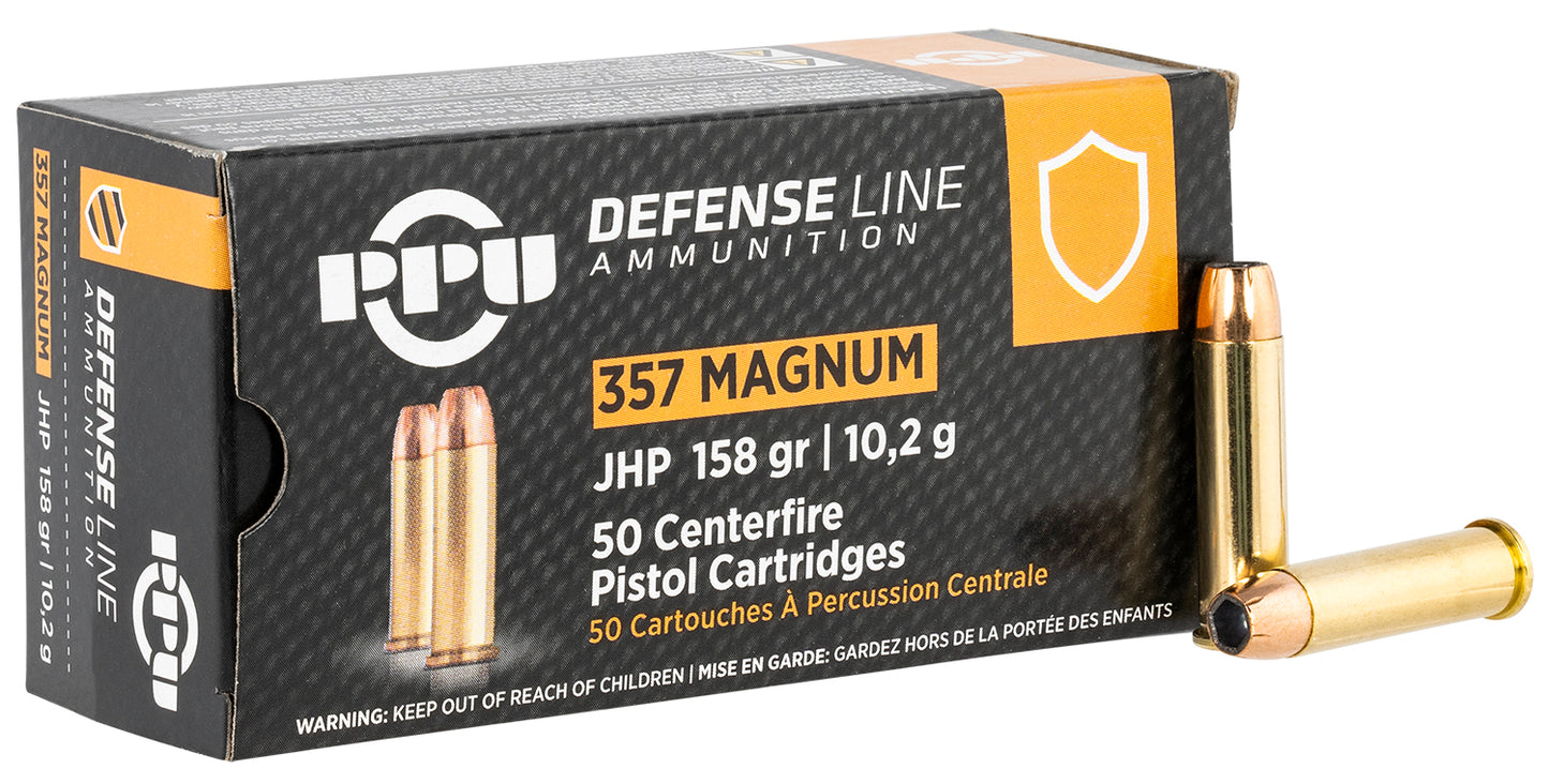 PPU PPD357 Defense Handgun 357 Mag 158 gr Jacketed Hollow Point - 50