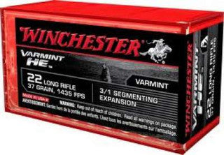 Winchester S22LRFSP Varmint HE Rimfire Ammo 22 LR, HP 3/1 Segmenting Core, 37 Grains, 1400 fps, 50 Rounds