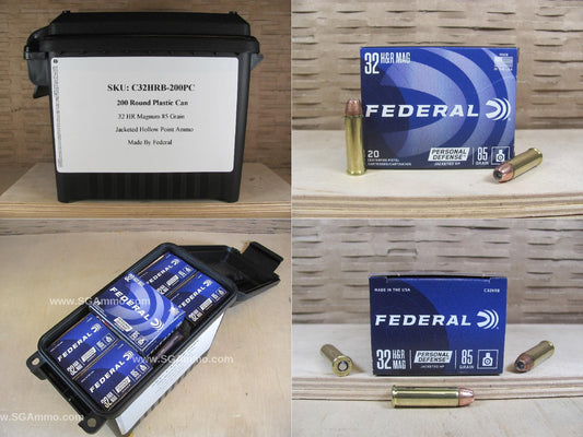 32 H&R Magnum Federal 85 Grain Jacketed Hollow Point Ammo - 200 Round Can