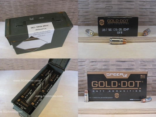 357 Sig Speer Gold Dot LE GDHP Hollow Point Ammo - 53918 - Packed in M19A1 Canister - 350 rds.