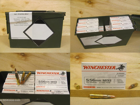 5.56mm 55 Grain M193 FMJ Winchester Ammo - 480 Rounds