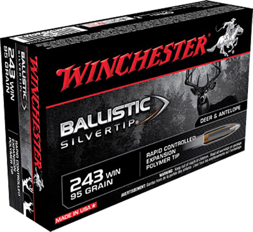 Winchester Ammo SBST243A Ballistic Silvertip 243 Win 95 gr Rapid Controlled Expansion Polymer Tip 20 Per Box