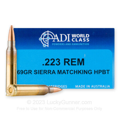 223 Rem 69 Grain Hollow Point BT SIERRA MATCH-KING ADI World Class Match Ammo - 20