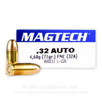 32 Auto 71 Grain FMJ Ammo by Magtech - 32A