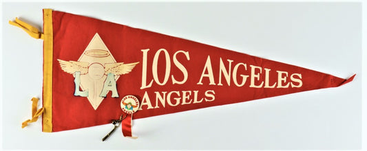 Los Angeles Angels 1965 Vintage Felt Pennant with Original Angels Pin