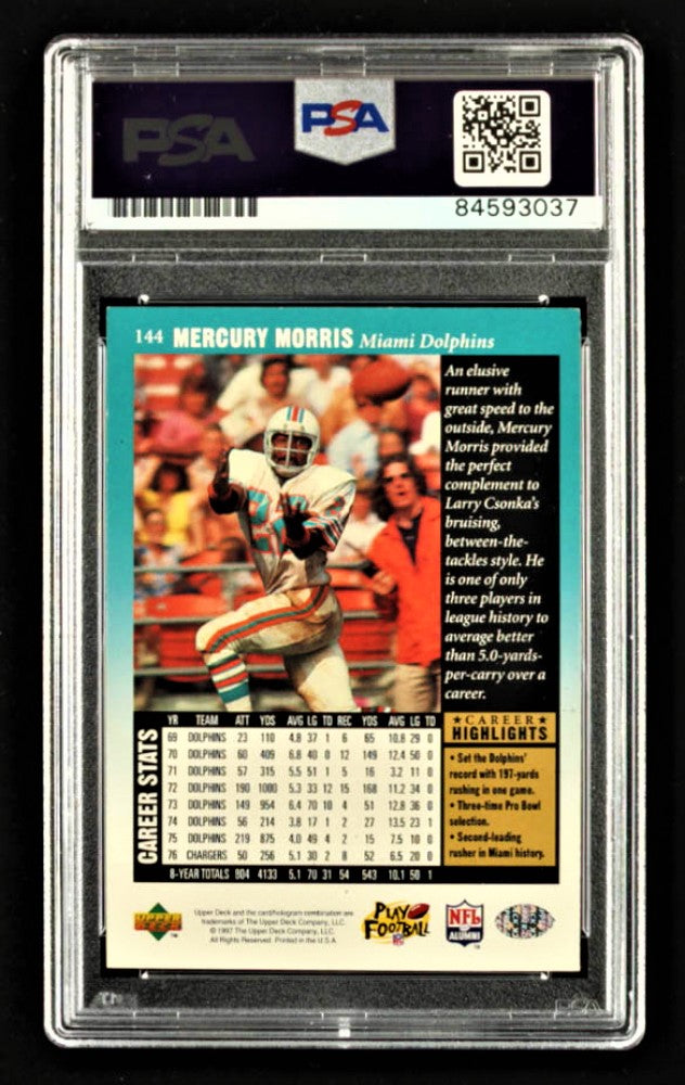 Mercury Morris Signed 1997 Upper Deck Legends #144 (PSA)