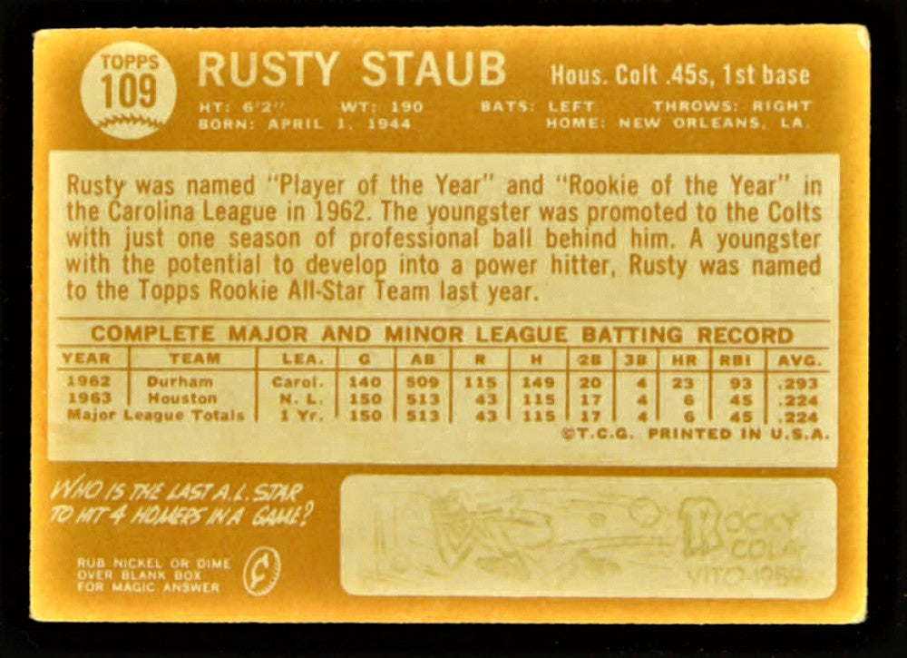 Rusty Staub 1964 Topps #109