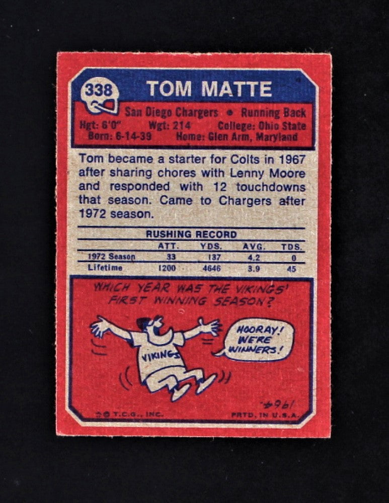 Tom Matte 1973 Topps #338