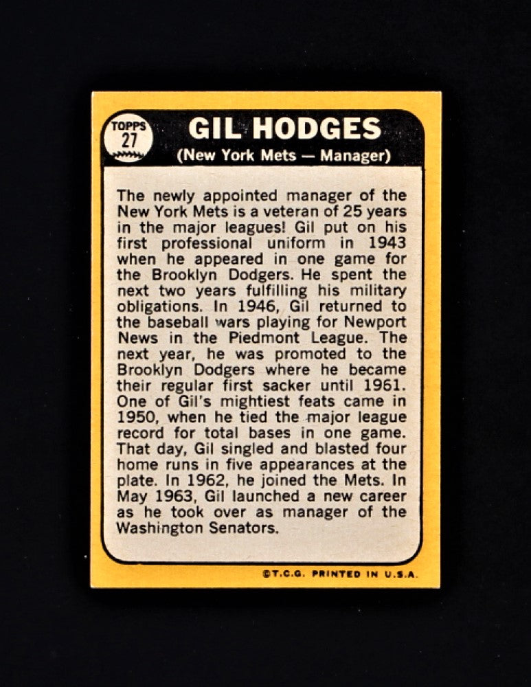 Gil Hodges 1968 Topps #27 MG