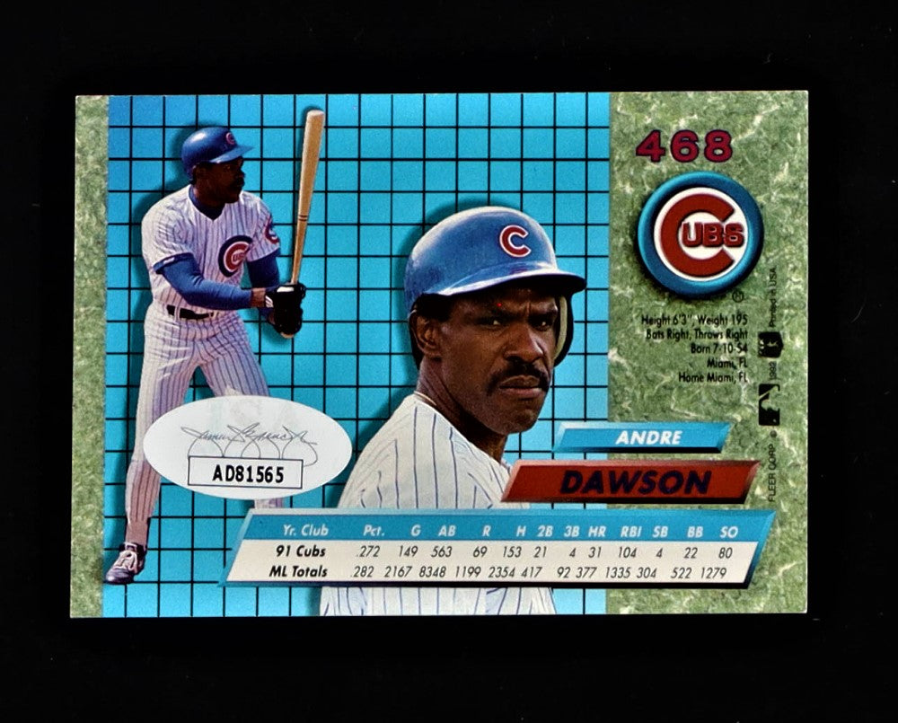 Andre Dawson Signed 1992 Ultra #468 (JSA)